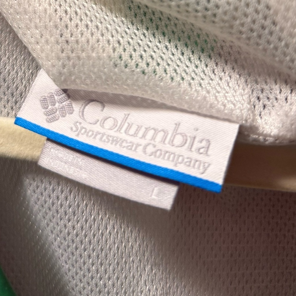 Columbia Green & White Hooded Windbreaker Rain Jacket Lightweight - Picture 5 of 8